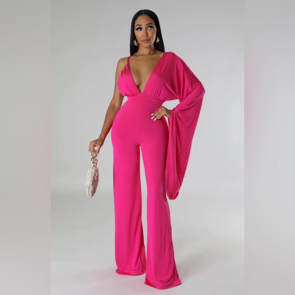 Elegant Pink One-Shoulder Jumpsuit
